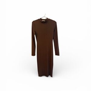 Heart Hips Maternity Chocolate Brown Long Sleeve Fitted Dress